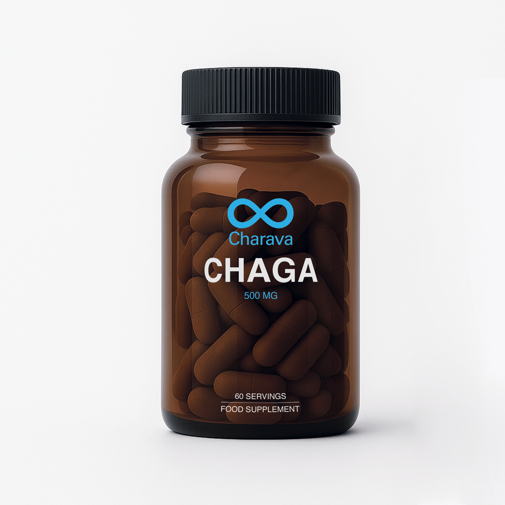 Discover Chaga Mushroom 500mg supplement with Siberian Chaga. Boost immunity and vitality with this antioxidant-rich, stress-relieving capsule.
