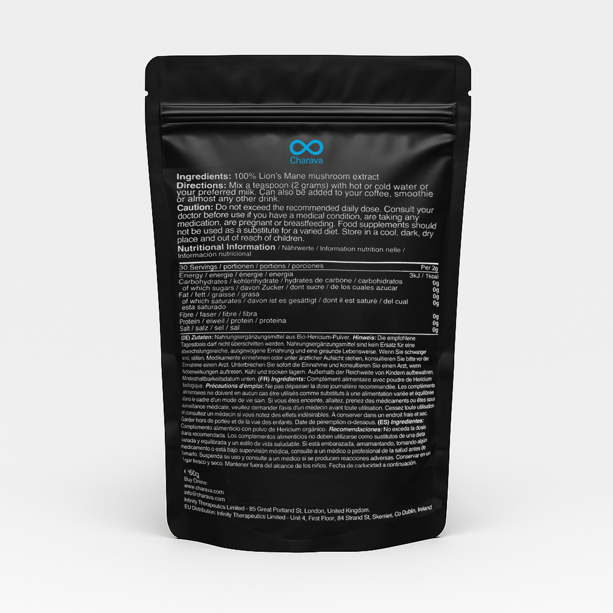 Boost focus with Lion's Mane Mushroom Powder. 60g, 30 servings. Supports nerve growth and cognitive function. Mix into coffee for mental clarity.