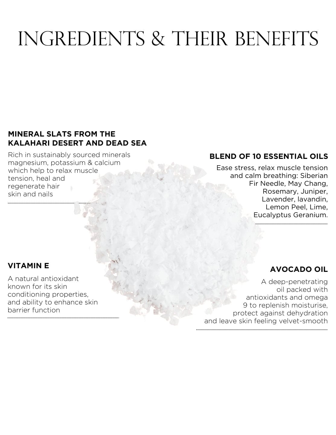 Restorative Bath Salts - 200g, a silken mineral soak with Dead Sea salts and avocado oil, supports skin repair and relaxation for a pure bath experience.