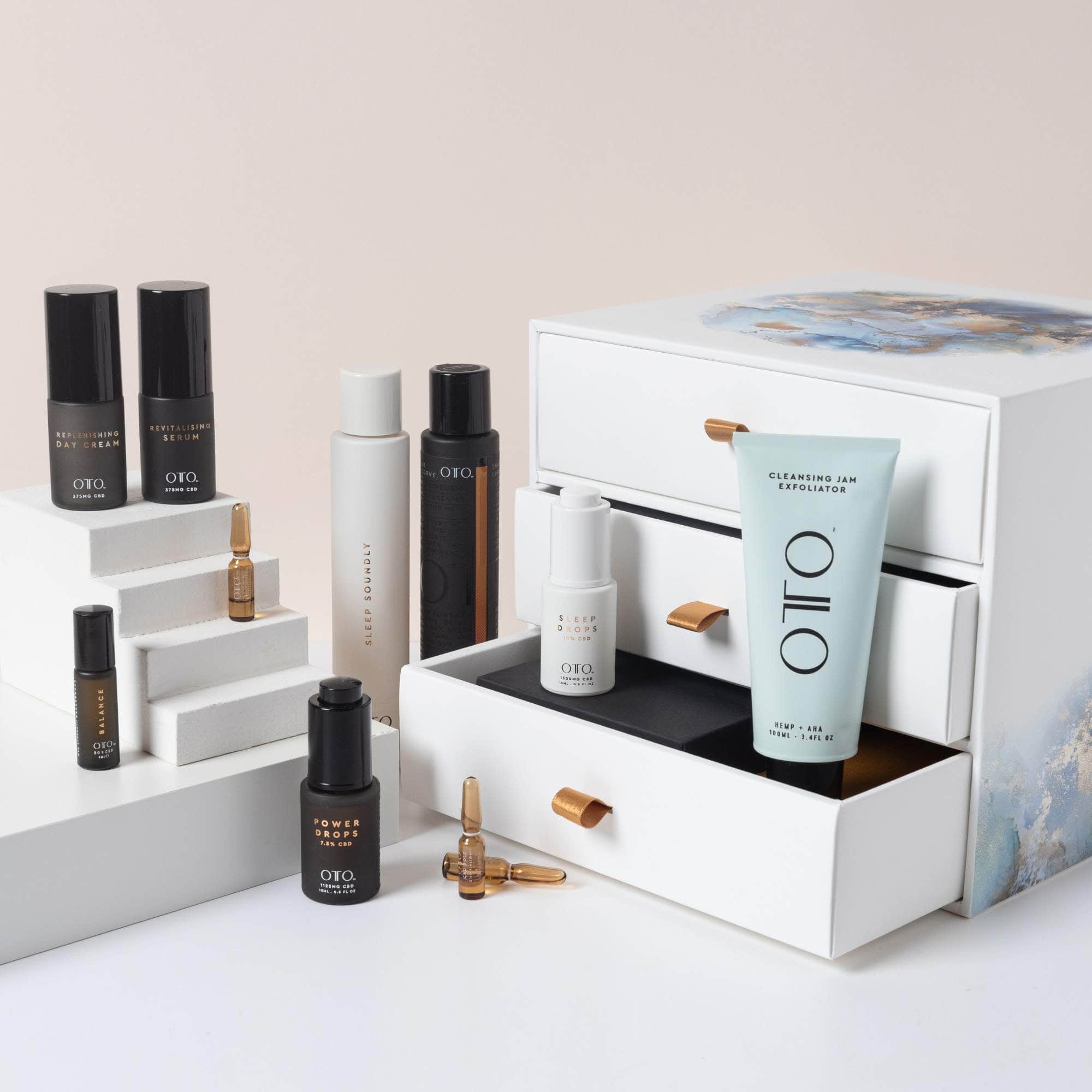 Explore the Mind Body CBD Collection, a perfect CBD gift collection with 9 expert-crafted products for calm, better sleep, and skin nourishment.