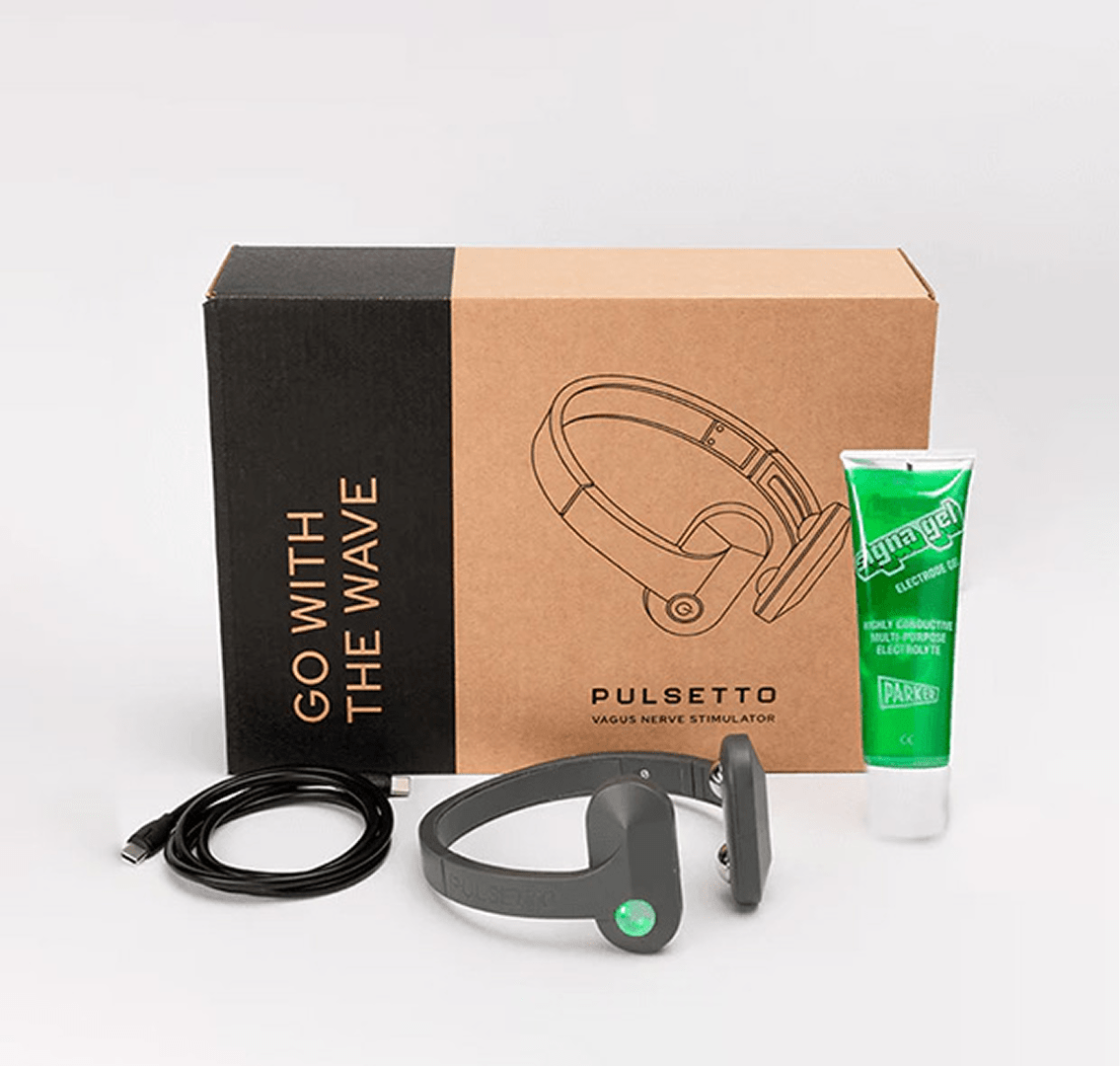 Experience calm with the Pulsetto vagus nerve stimulator, promoting relaxation in 4 minutes, part of our Curated Partner collection.