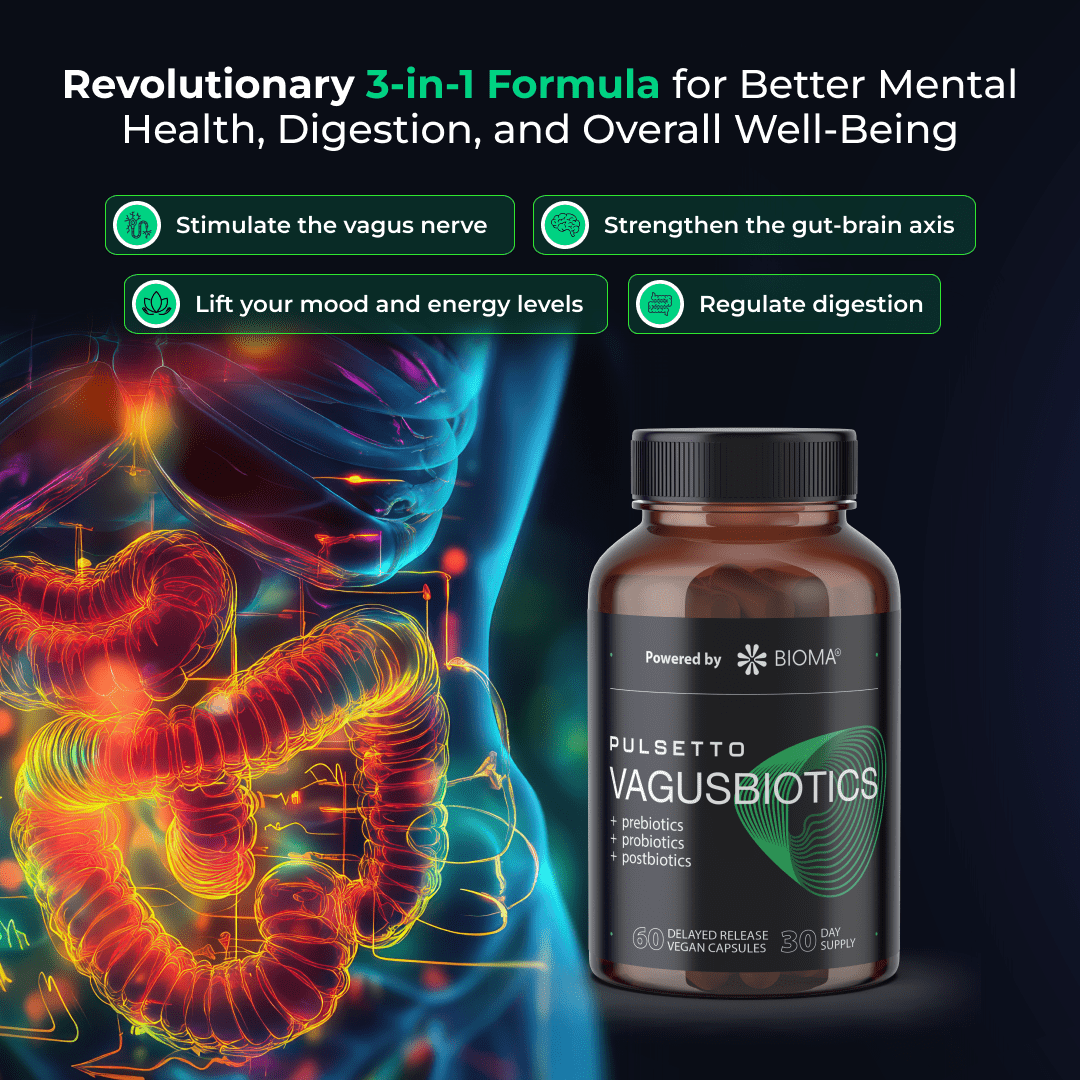 Shop VagusBiotic probiotic supplement. Support gut health, vagus nerve balance, mood clarity & immunity. Natural daily wellness in every capsule.