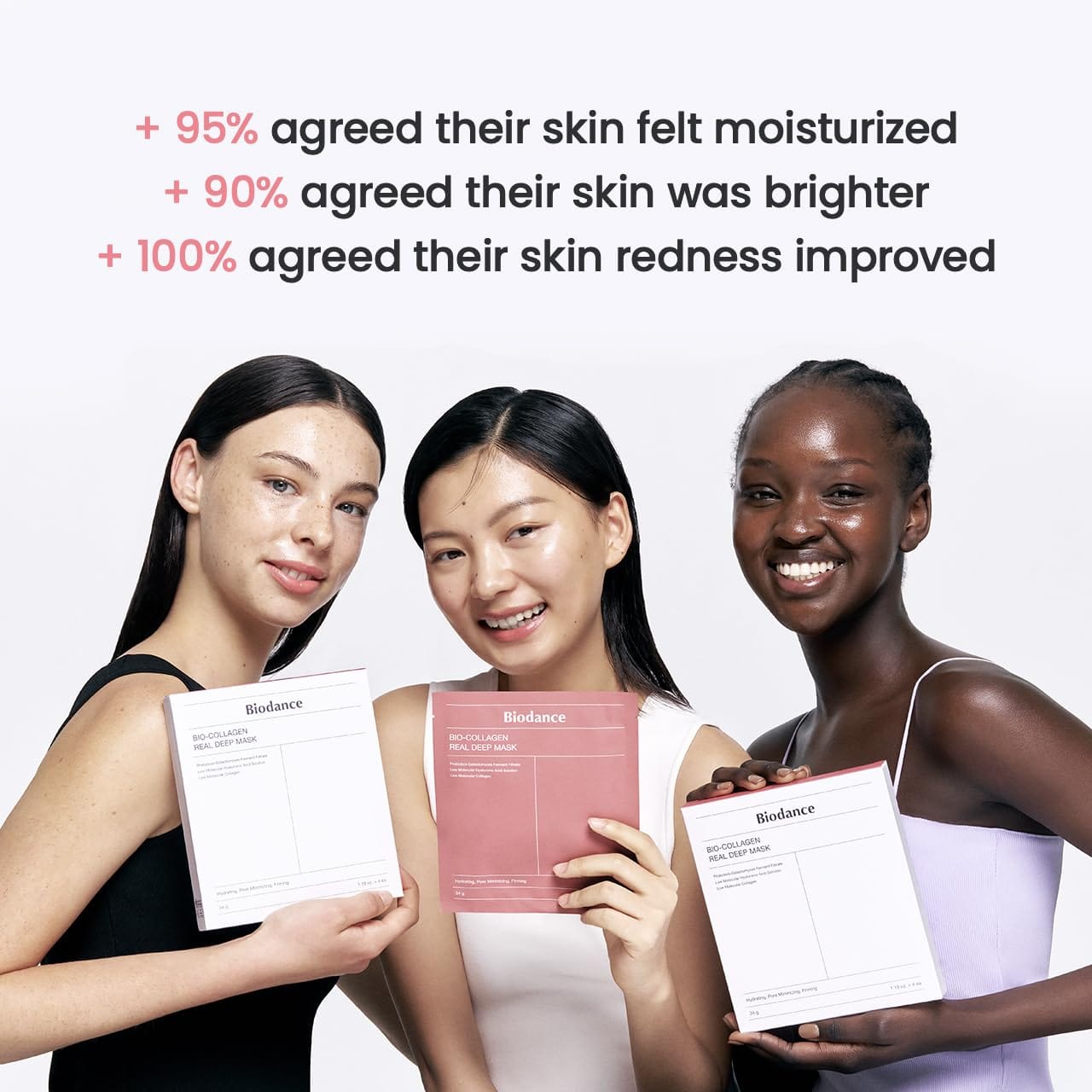 Woman applying Bio Collagen Face Mask for overnight hydration and rejuvenation. Promotes glowing skin with deep moisture and brightening effects.