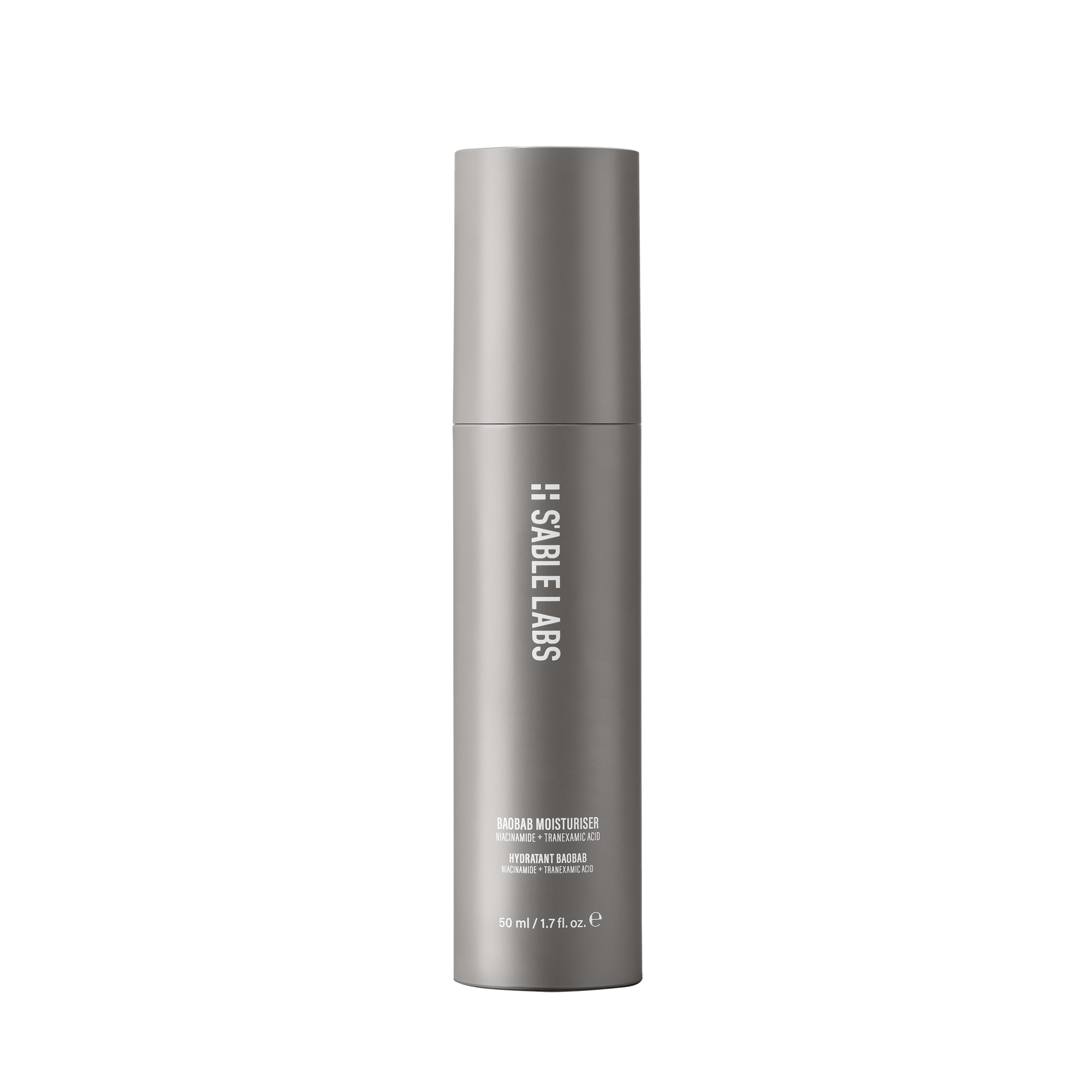 Model holding Baobab Moisturizer Refill by S’Able Labs, a luxury eco-friendly face cream that hydrates and brightens skin for sustainable beauty.