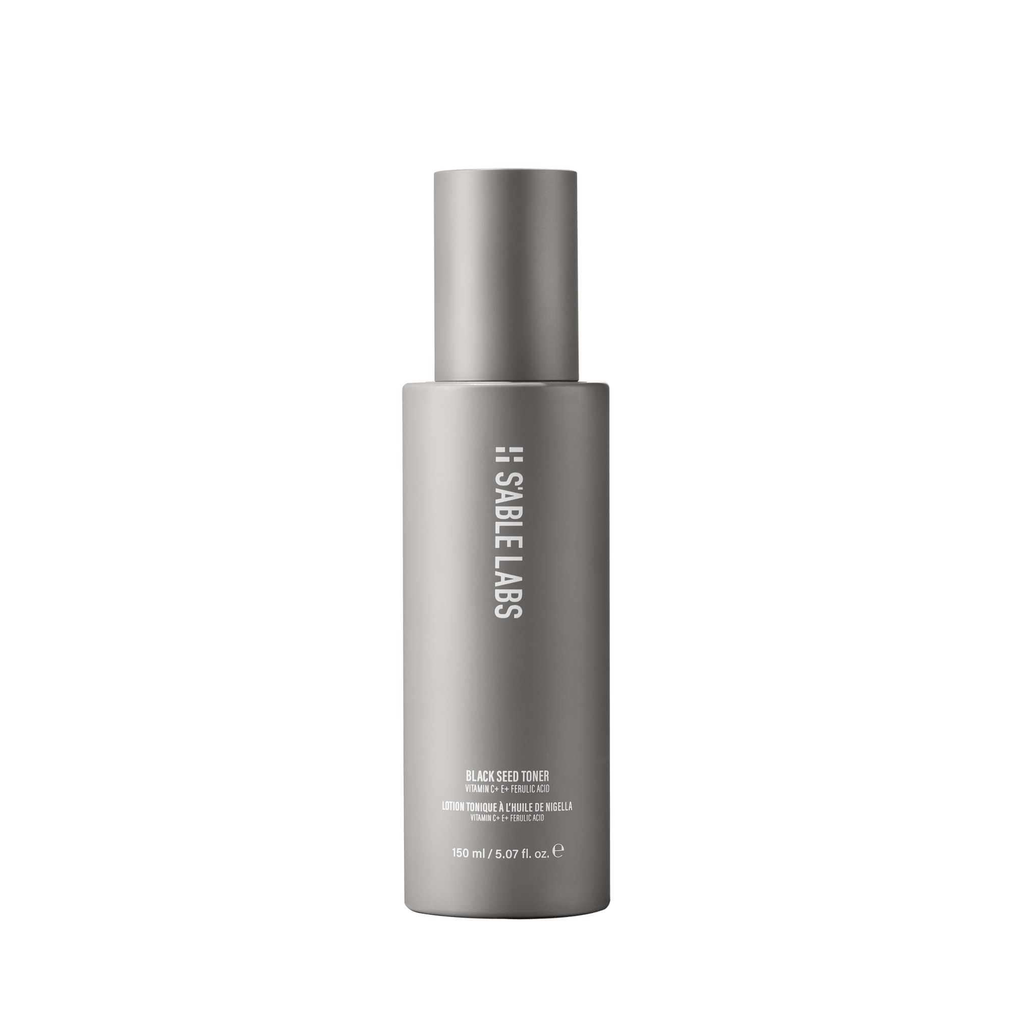 Exfoliating Black Seed Toner by S’Able Labs in sleek grey 150ml bottle. AHA blend toner for radiant skin and reduced hyperpigmentation.