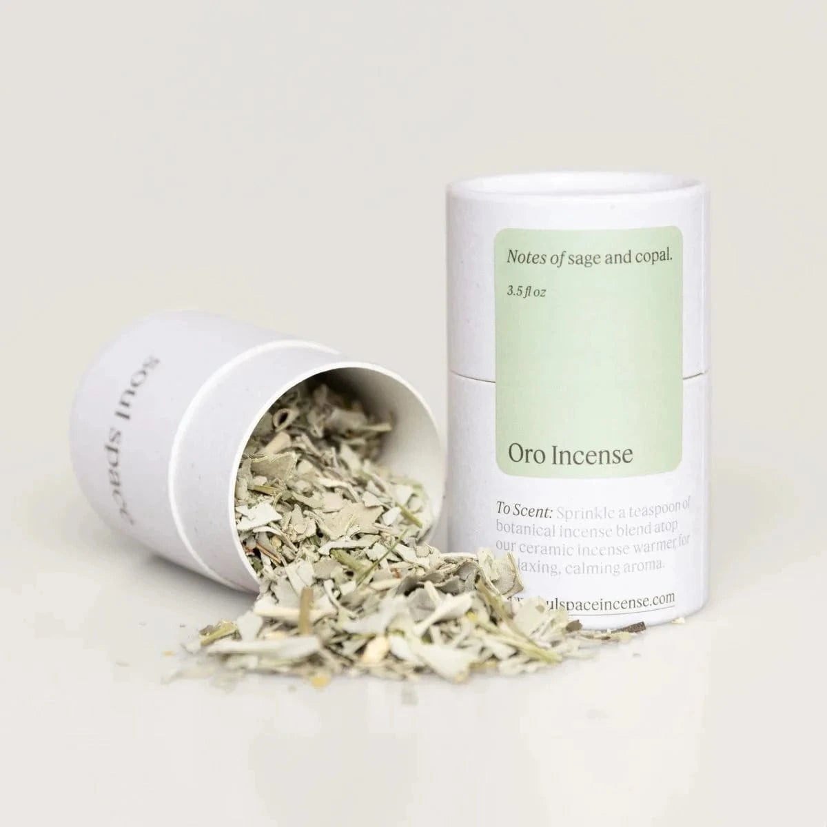 Oro Incense White Sage &amp; Sweetgrass blend in eco-friendly tube packaging, ideal for purifying rituals and mindful home aromatherapy.